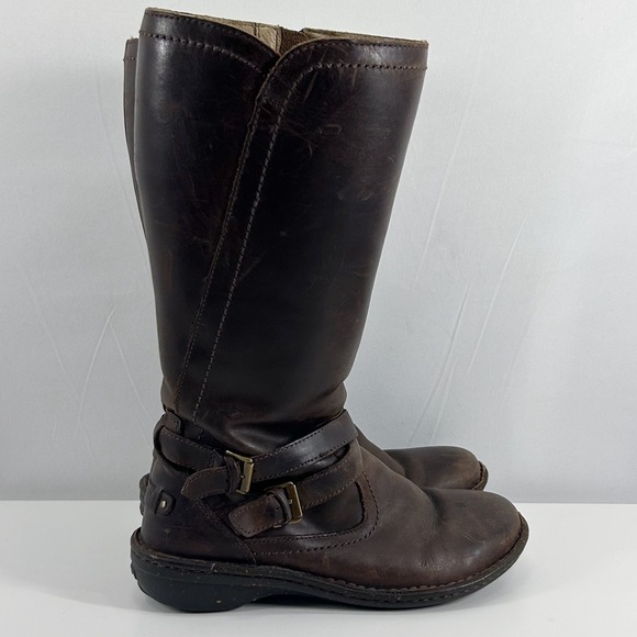 UGG Australia Rosen Brown Leather Tall Riding Boots Sherpa Lined Size 8 - Picture 3 of 10